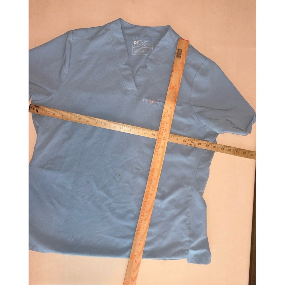 FIGS Black Inala Slim Scrub Top Mandarin Collar 3 Pocket XXL 2XL Dusty Blue - Picture 3 of 8